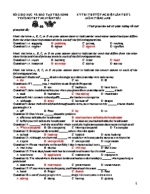Đề thi thử Tốt nghiệp môn Tiếng Anh lần thứ 2 - Trường THPT Nguyễn Trãi